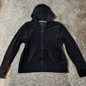 Y2K, Calvin Klein velour zip up black jacket